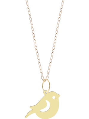 Archin 14 Ayar Altın Plakalı Sevimli Güvercin Figürlü Sevgililer Günü Hediyesine Özel Altın KOLYE-868