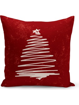 Yılbaşı Temalı Çift Tarafı Dijital Baskılı Yastık Kılıfı, Kırmızı Renk