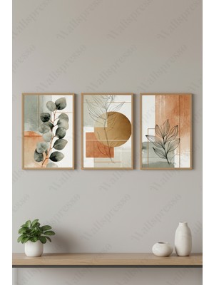 Wallspresso Ahşap Çerçeveli Tablo Seti - 3'lü Tablo - Çerçeveli Poster - Duvar Tablosu - Salon Yatak Odası Tablo