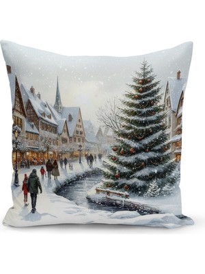 Yılbaşı Temalı Çift Taraflı Dijital Baskılı Kırlent Kılıfı, Çok Renkli