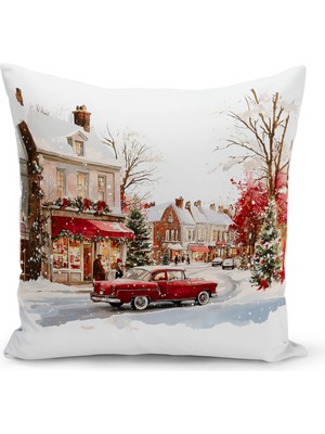 Yılbaşı Temalı Çift Taraflı Dijital Baskılı Kırlent Kılıfı, Renkli ve Şık Tasarım