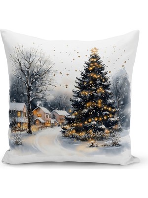 Yılbaşı Temalı Çift Taraflı Dijital Baskılı Kırlent Kılıfı, Renkli ve Şık Dekorasyon