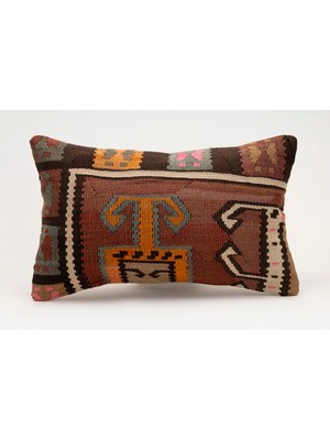 Kilim Wholesale El Yapımı Kilimden Yapılmış Vintage Kırlent Kılıfı, Yün, 30X50 cm