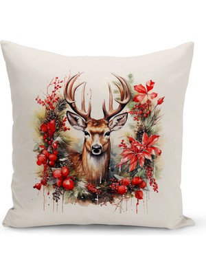 Yılbaşı Temalı Çift Taraflı Dijital Baskılı Kırlent Kılıfı