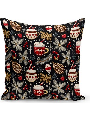 Yılbaşı Temalı Çift Taraflı Dijital Baskılı Kırlent Kılıfı, Renkli ve Şık Tasarım