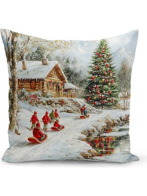 Yılbaşı Temalı Çift Taraflı Dijital Baskılı Kırlent Kılıfı, Renkli ve Şık Tasarım