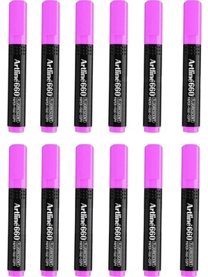 Artline Artlirne Fosforlu Kalem Kesik Uç Neon Renkler Mor 12 Adet