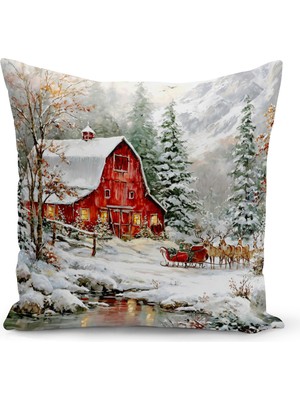 Yılbaşı Temalı Çift Taraflı Dijital Baskılı Kırlent Kılıfı, Renkli ve Şık Tasarım