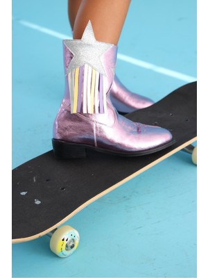 Le Mabelle Pembe  Yıldız ve Püskül Detaylı Kız Çocuk Kovboy Bot