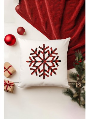 Yılbaşı Temalı Çift Taraflı Kırlent Kılıfı, Bej, Gizli Fermuar