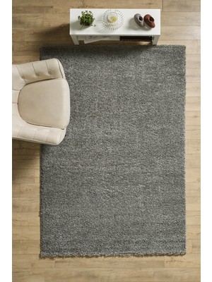 Düz Renk Shaggy Salon Oturma Odası Yolluk Açıkgri Halı