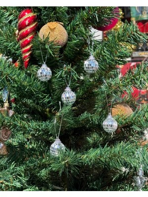12'li Gümüş Renkli Yılbaşı Topu Seti, 3 Cm, Noel Dekorasyonu