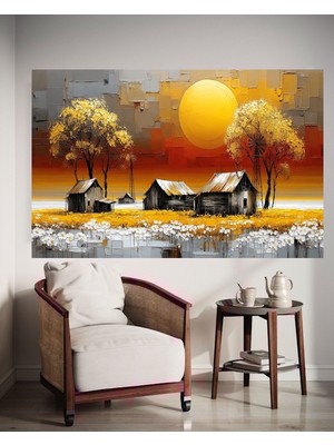 Özel Tasarım Altın Ağaç V6 Kanvas Tablo Ev Dekarasyon Hediyelik Duvar Süsü