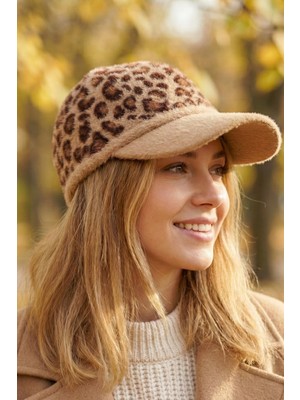 Modex Yumuşak Dokulu Geniş Siperlikli Leopar Şapka