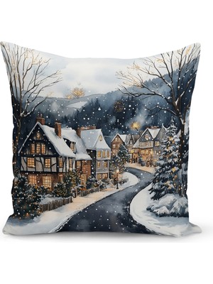 Yılbaşı Temalı Çift Tarafı Dijital Baskılı Kırlent Kılıfı, Renkli ve Şık Dekorasyon