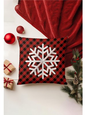 Yılbaşı Temalı Çift Taraflı Kırlent Kılıfı, Bej, Gizli Fermuar