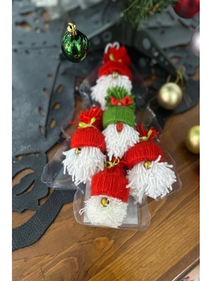 El Yapımı 5 Kırmızı Noel Baba Ağaç Süsü, Sevimli ve Şık Yılbaşı Dekoru