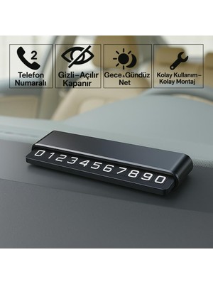 Coofbe Premıum Çift Telefon Numaralı Gizlenebilir Araç Park Telefon Numaratörü Geçici Park Numaratör Plakalık Araç Geçici Park Için Telefon Numaratörü
