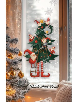 Renkli Yılbaşı Çam Ağacı Duvar Stickerı, Işıltılı Dekorasyon, Yeni Yıl Süslemesi