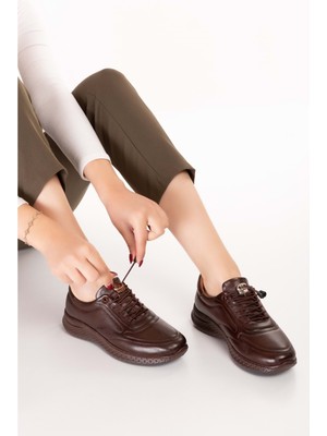 Gondol Içi Dışı Hakiki Deri Faylon Taban Hafif Spor Ayakkabı ES.110 - Kahverengi - 38 Kahverengi