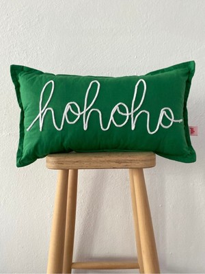 Yeşil Kadife Yılbaşı Temalı Kırlent Kılıfı, Eğlenceli ve Şık Dekorasyon Parçası