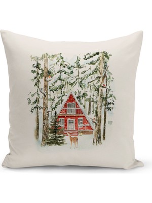 Yılbaşı Temalı Çift Taraflı Dijital Baskılı Kırlent Kılıfı