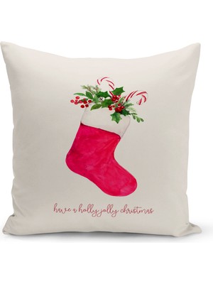 Yılbaşı Temalı Çift Taraflı Dijital Baskılı Kırlent Kılıfı