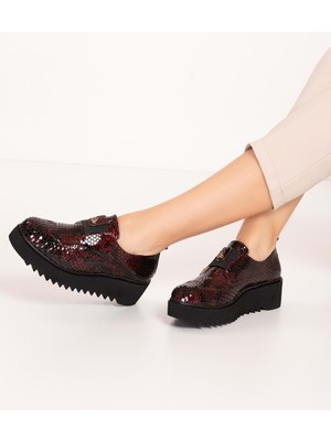 Gondol Lastik Detaylı Hakiki Deri Ayakkabı AST.8004 - Bordo Petek - 40 Bordo Petek