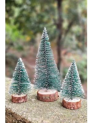 Mini Masa Üstü 3'lü Yılbaşı Ağacı Seti, Yeşil, Canlı ve Şık Dekorasyon Havası