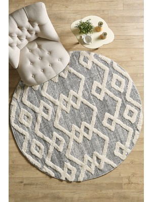 Yumuşak Bukleli Iskandinav Tasarım Salon Oturma Odası Yolluk Gri Halı