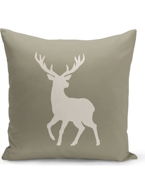 Yılbaşı Temalı Çift Taraflı Dijital Baskılı Kırlent Kılıfı Bej