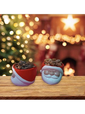 Kırmızı Noel Baba Mumluk ve Çerezlik, Dekoratif Tabak Seti, Şık ve Sıcak Hava Katıyor