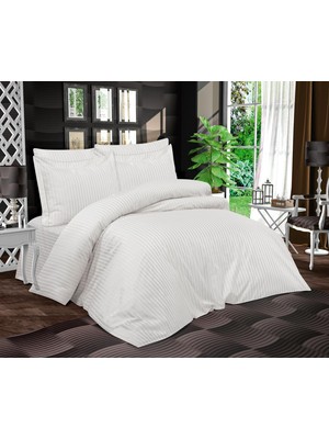 Lastikli Çift Kişilik Otel Tipi Pamuk Saten Nevresim Takımı Orkide Homee Collection