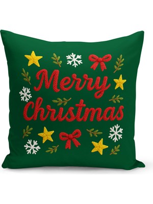 Yılbaşı Temalı Çift Taraflı Dijital Baskılı Renkli Kırlent Kılıfı