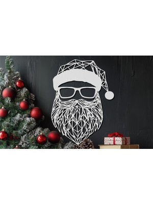 3D Noel Baba Duvar Dekoru, 20X15 Cm, Pla Plastik, Beyaz