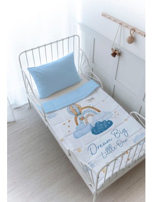 Baskılı Yorgan Seti (100x150 Cm) - Iconic Serisi - Mavi Bulutlar ve Balon