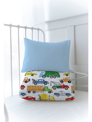 Baskılı Yorgan Seti (100x150 Cm) - Iconic Serisi - Renkli Araçlar