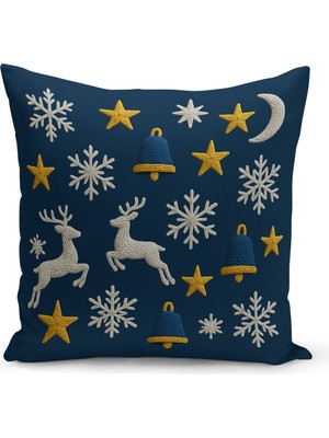 Yılbaşı Temalı Çift Taraflı Dijital Baskılı Kırlent Kılıfı, Renkli ve Şık Tasarım