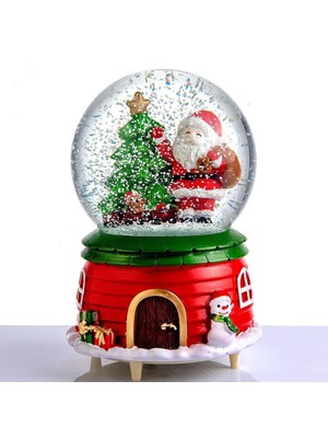 Kırmızı Büyük Boy Püskürtmeli Kar Küresi Noel Baba Yılbaşı Hediyesi