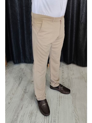 Bayaygun 0510 Nokta Desenli Dar Kesim Pantolon _bej