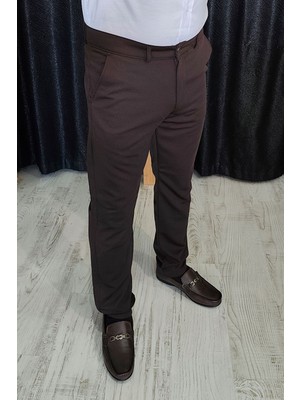 Bayaygun 0510 Nokta Desenli Dar Kesim Pantolon _koyu Kahve