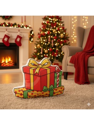 Renkli Şekilli Yastık 50 cm Pofuduk Dekoratif Yılbaşı Kırlent Noel Hediye