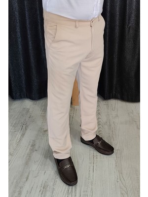 Bay Aygün Bayaygun 0510 Nokta Desenli Dar Kesim Pantolon _açık Bej