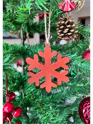 Turuncu Beton Yılbaşı Çam Ağacı Süsü, Kar Tanesi Sembollü Dekoratif Obje