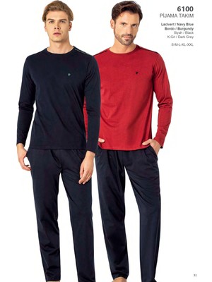 Pierre Cardin Erkek Uzun Kollu Bisiklet Yaka P Logolu Pijama Takımı