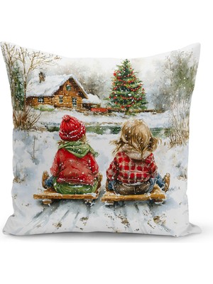 Yılbaşı Temalı Çift Taraflı Dijital Baskılı Kırlent Kılıfı, Renkli ve Şık Tasarım