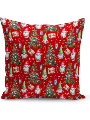 Yılbaşı Temalı Çift Taraflı Dijital Baskılı Kırlent Kılıfı, Renkli ve Şık Dekorasyon