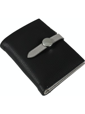 Ollbag 2056 Suni Deri Kadın Cüzdan Siyah-Anakonda