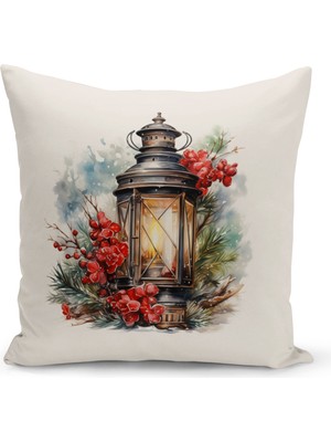 Yılbaşı Temalı Çift Taraflı Dijital Baskılı Kırlent Kılıfı