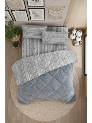 Formeya Veluna Battal Boy Lüx Wellsoft Yorgan Çift Taraflı - 2 Adet Yastık Kılıflı Yorgan Seti 215X235 cm